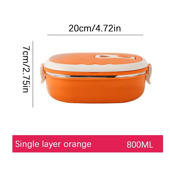 Portable Stainless Steel Insulated Lunch Box With Secure Lid, Round Bento Food Container, Reusable Meal Prep Organizer For Rice, Vegetables, Fruit, Snacks, Homemade Meals, Office Lunches And Travel
