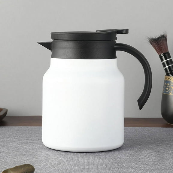 Portable Stainless Steel Kettle 800ml | Double Layer Insulated Tea Pot with Filter Screen, One-Click Water Outlet, Leak-Proof Seal, Hot & Cold Beverage Thermos