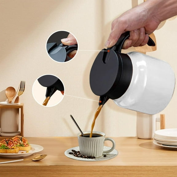 Portable Stainless Steel Kettle Thermal Kettle Stew Pot Large Capacity Tea Water Separation Intelligent Temperature Display Large Capacity Coffee Pot/ 316 Stainless Steel Teapot White C