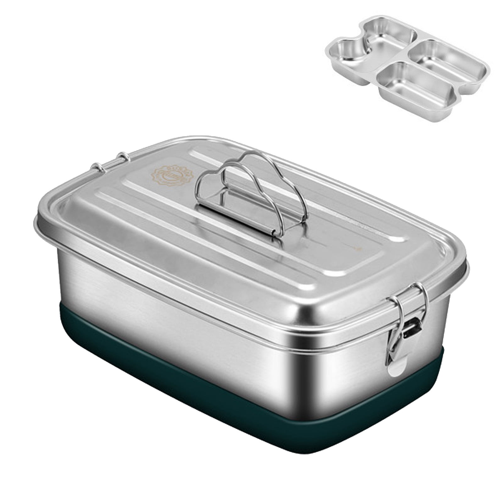 Portable Stainless Steel Lunch Container Double Layer with Compartments Bentos Box for Office School or Travel Use