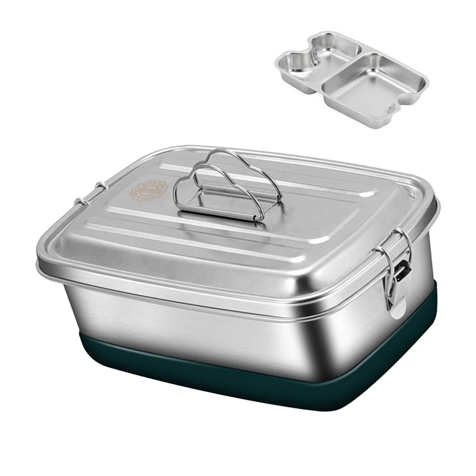 Portable Stainless Steel Lunch Container Double Layer with Compartments Bentos Box for Office School or Travel Use