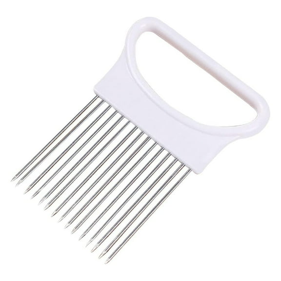 Portable Stainless Steel Onion Cutter Fixing Needle Steak Needle for Home Kitchen Use (White)