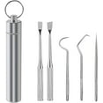 thumbnail image 1 of Portable Stainless Steel Pocket Set Reusable Metal Toothpicks, 304 Metal Tooth Scraper Dental Picks Hooks Cleaning Kit with Toothpicks Holder for Outdoor Camping Traveling (5PC), 1 of 4