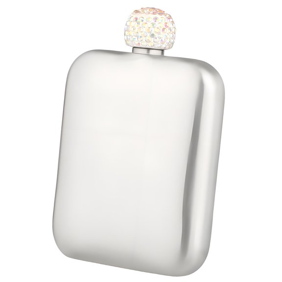 Portable Stainless Steel Square Hip Flask With Rhinestones Lid Small Pocket Liquor Bottle For Easy Carrying In Backpacks Or Bag