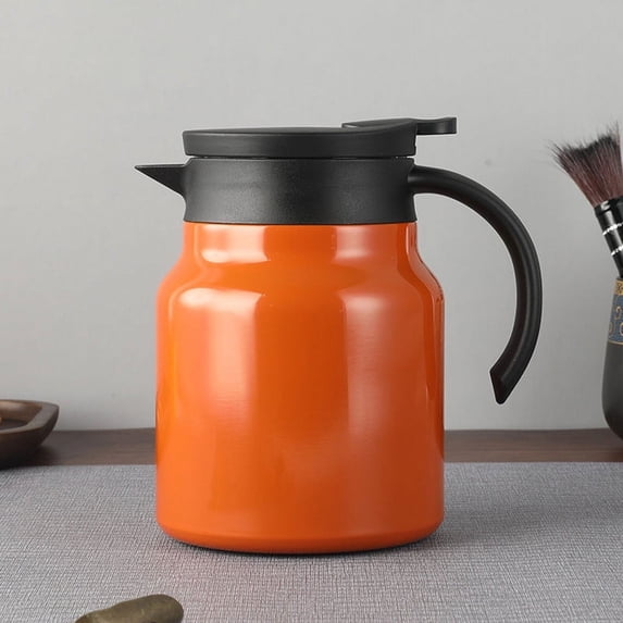Portable Stainless Steel Tea Kettle Double Layer 316 Stainless Steel 800ml With Infuser Filter Water Pot For Home Kitchen Camping Orange
