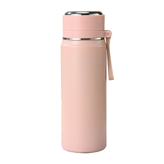 Portable Stainless Steel Thermo Bottles, Vacuum Insulated Bottle for Hot and Cold Coffee Drink Water Thermo Flask with Cup, 3X8.7In(Pink)