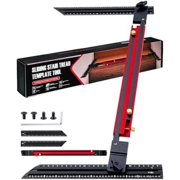 Portable Stair Tread Template Tool - Integrated Design Stair Tread Jig,24"-64" Adjustable Stair Tread Measuring Tool, Stair Tread Gauge with Stop Pins & 0-360? Pivot for Stairs Shelves Projects