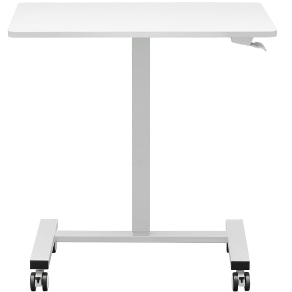 Portable Standing Desk on Wheels, Gas-Spring Height Adjustable 28"-44", 4 Swivel Casters (2 Locking), Mobile Laptop Table for Home Office School, 40LBS Max Load