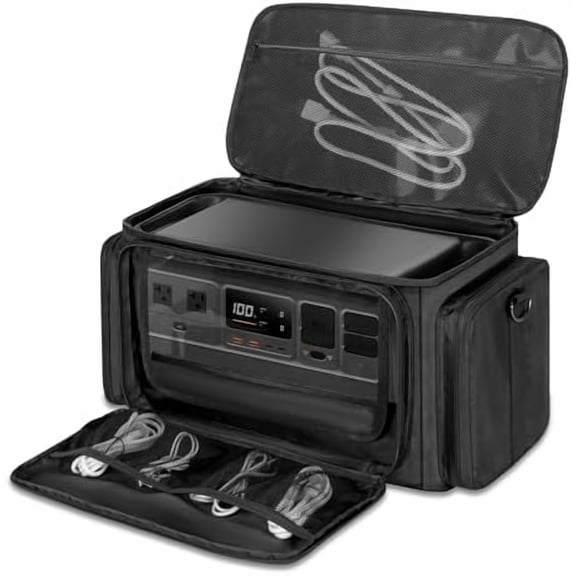 Portable Station Carrying Case Compatible with DJI 1000 Power Station Generator, Protective Shoulder Bag with Transparent Front Panel and Heat-Dissipating Side Zippers,Black$$Garden & Patio