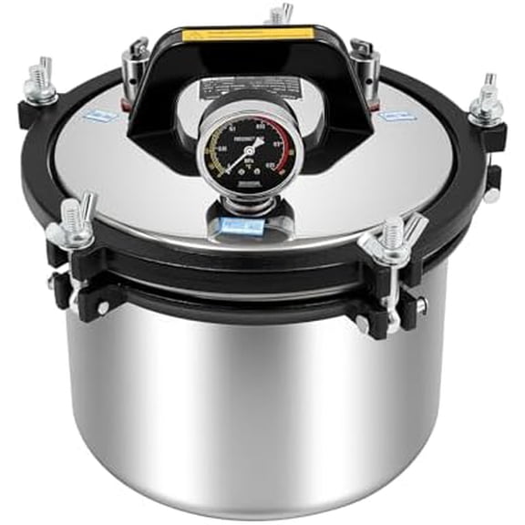 Portable Steam Autoclave Sterlzer, 8L/2.11Gal 1.2KW 110V 264.2 304 Stainless Steel High Pressure Steam Cleaning Machine Laboratory Tool Cleaning Steam Autoclave Coal & Electric Dual Fuel$$Other