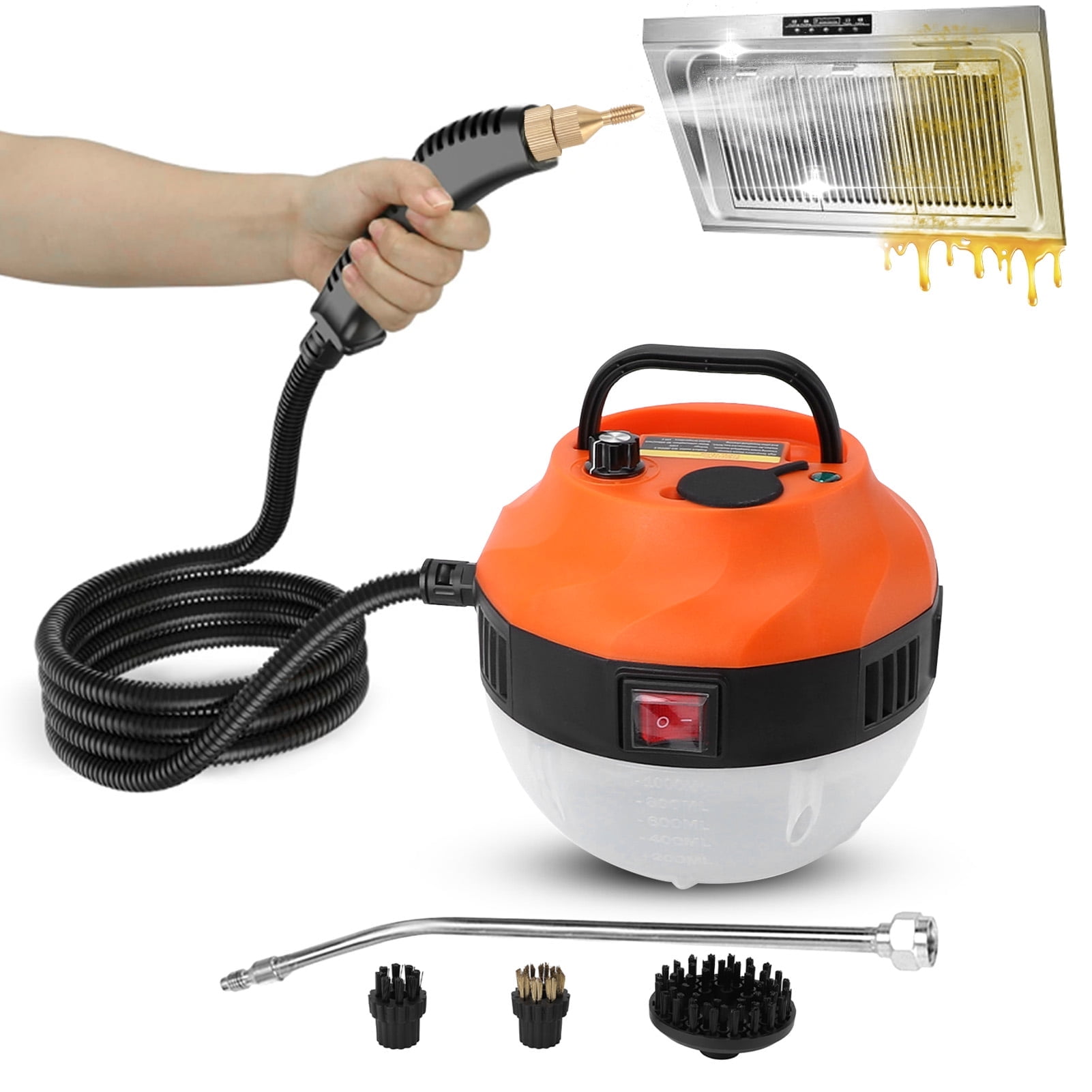 High Temperature Pressurized Steam Cleaner 2500W Handheld High Pressure Steam Cleaning Machine Portable 110V 1000ml Tank For Kitchen Toilet Car (red