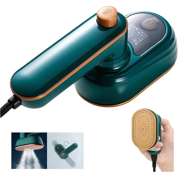 Portable Steam Iron - 2023 New Travel Mini Steam Iron, Portable Micro Small Iron Dry & Wet Ironing Machine, Steamer for Clothes Size, Foldable Handheld Iron and All in One (Green)