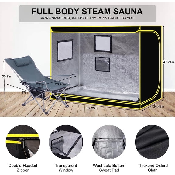 Portable Steam Sauna Tent Kit with Foldable Lounge Chair