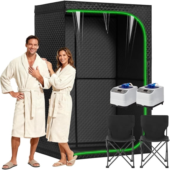 DOAHKSCL Large Portable Steam Sauna Tent with Chair for Home, 2-Person Foldable Indoor Sauna Box 1500W