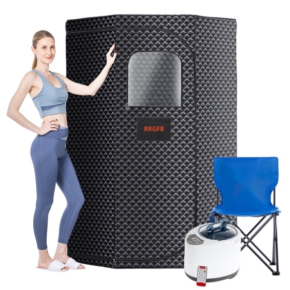 Portable Steam Sauna for Home, Personal Sauna Tent with 3L Sauna Steamer & Remote Control, Includes Folding Chair, 1-60 Min Timer