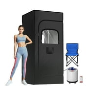 Portable Steam Sauna for Home with 3L 1200W Steamer, Remote Control, Folding Chair ,Hot Tent for Gym Yoga,Black