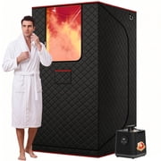 Patiosunny Portable Sauna Box for Home, Personal SPA Steam Sauna with 3L/1200W Steamer, XL Foldable and Remote Control, 99-Min Timer & 15 Power Levels, Black