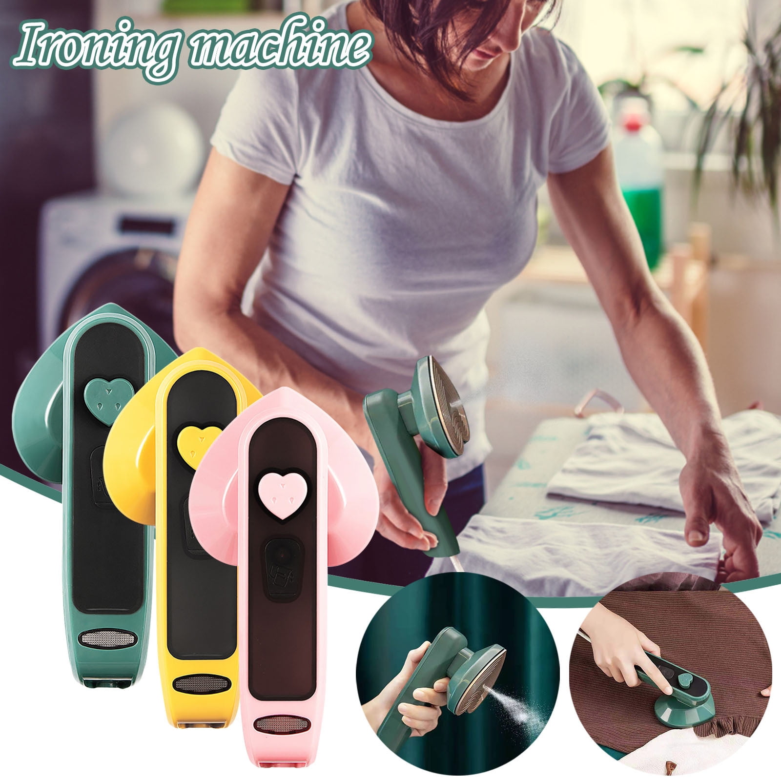 Portable Steamer for Clothes, Heart Shape Travel Mini Steam Iron Handheld Garment Clothing