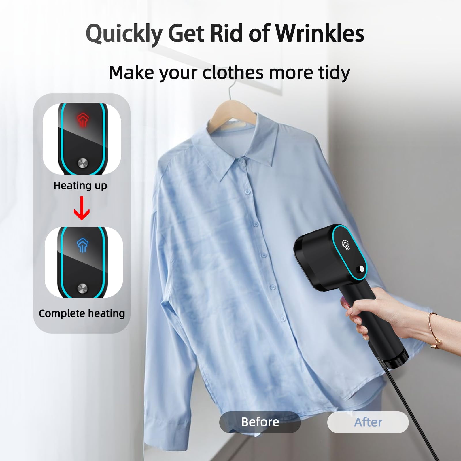 Portable Steamer for Clothes Steamer, 2 in 1 Travel Garment Steamer, 15s Heat Up, Handheld Steam