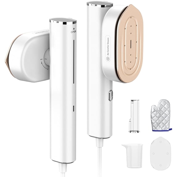 Hulmay Travel Steamer for Clothes, 1200W Portable Steam & Iron 2 in 1, 15s Heat-up, Handheld Garment Steamers for Travel Home Office (110-120V)