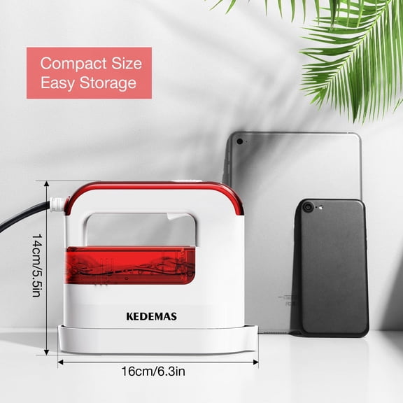 Portable Steamer Iron - 1300W Travel Mini Iron for All Fabrics, Horizontal/Vertical/Dry Ironing, 40s Fast Heat-up (Red)