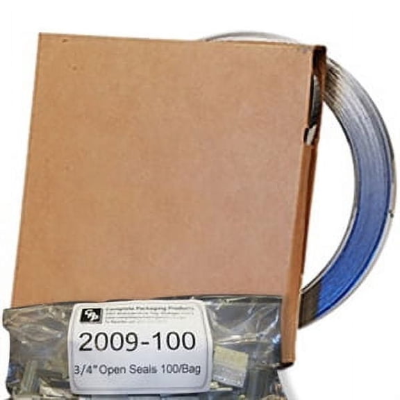 Portable Steel Strapping Kit with 3/4" x .020" x 300' Regular Duty Banding in a Carton Dispenser with 100 Open Seals