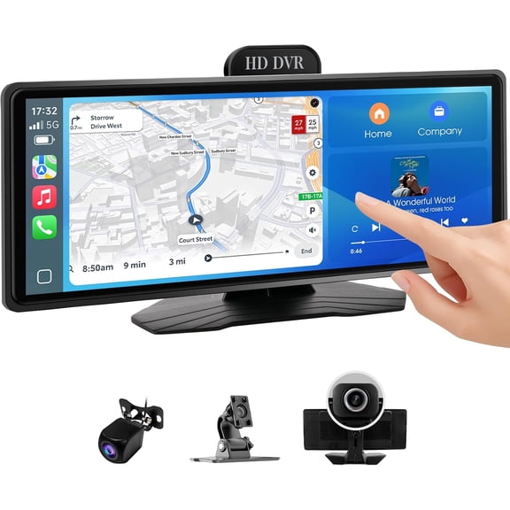 Portable Stereo, 10.26" Touchscreen for with & with Backup Camera, GPS, , Voice Control, Mirror Link, FM, AUX, Universal Fit