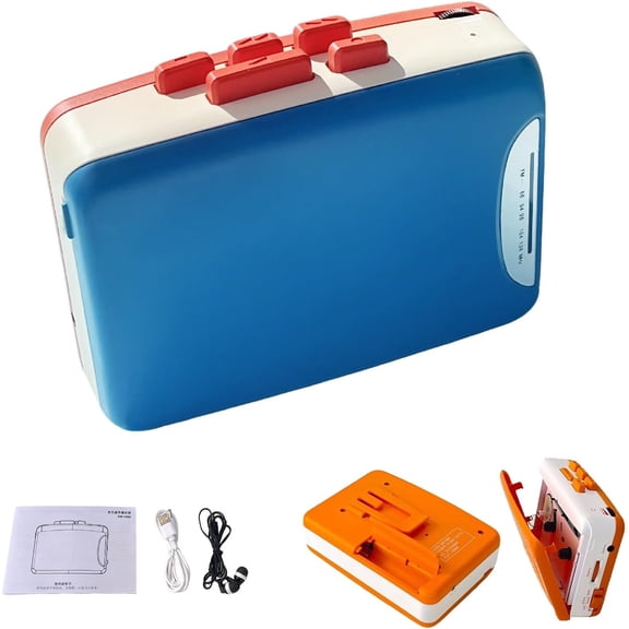 Portable Stereo Cassette Player, Retro Tape Machine, Multi-Function Radio Recorder, Equipped with Headphones