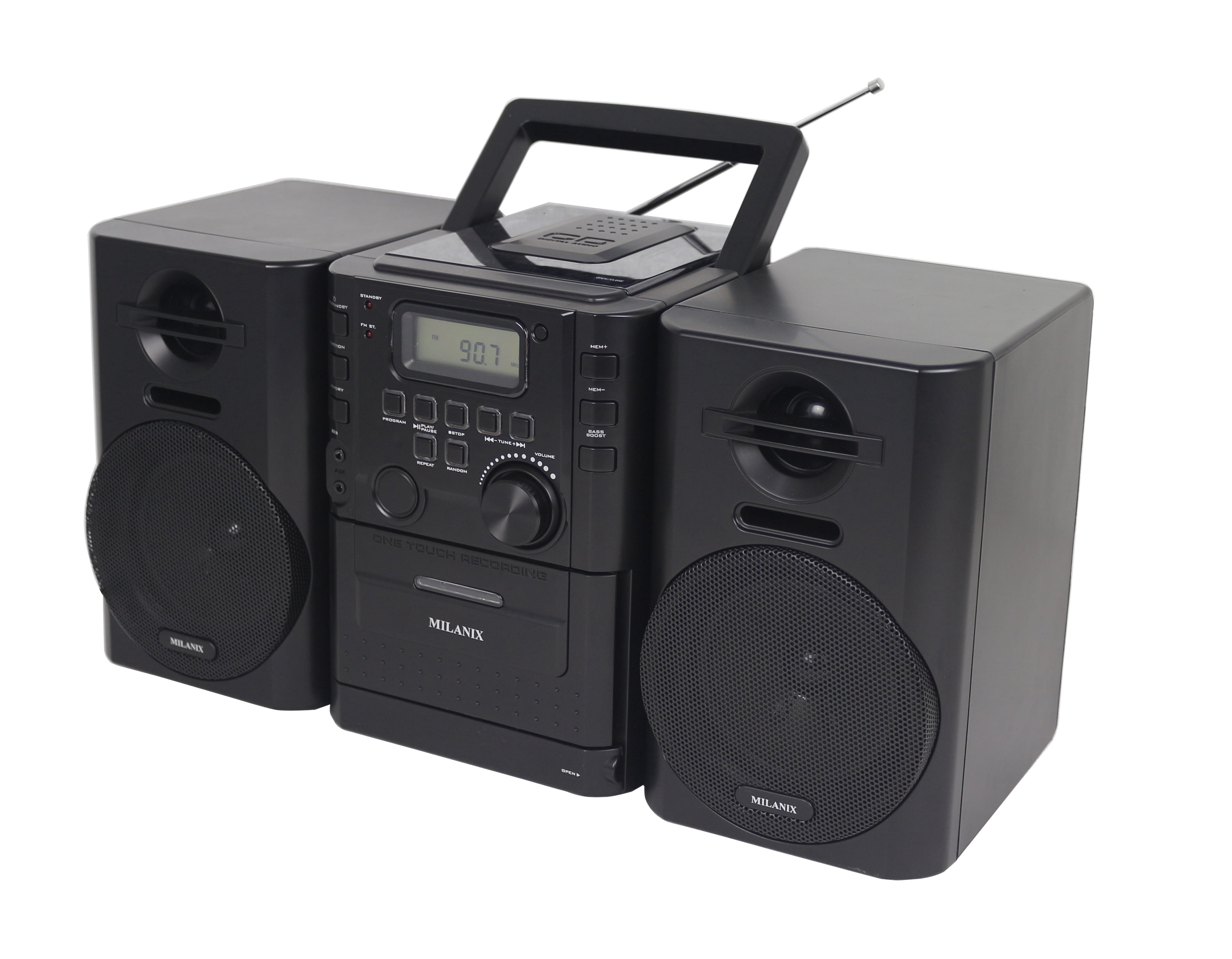 Milanix Portable Stereo System, AM FM Radio, CD Player, Cassette ...