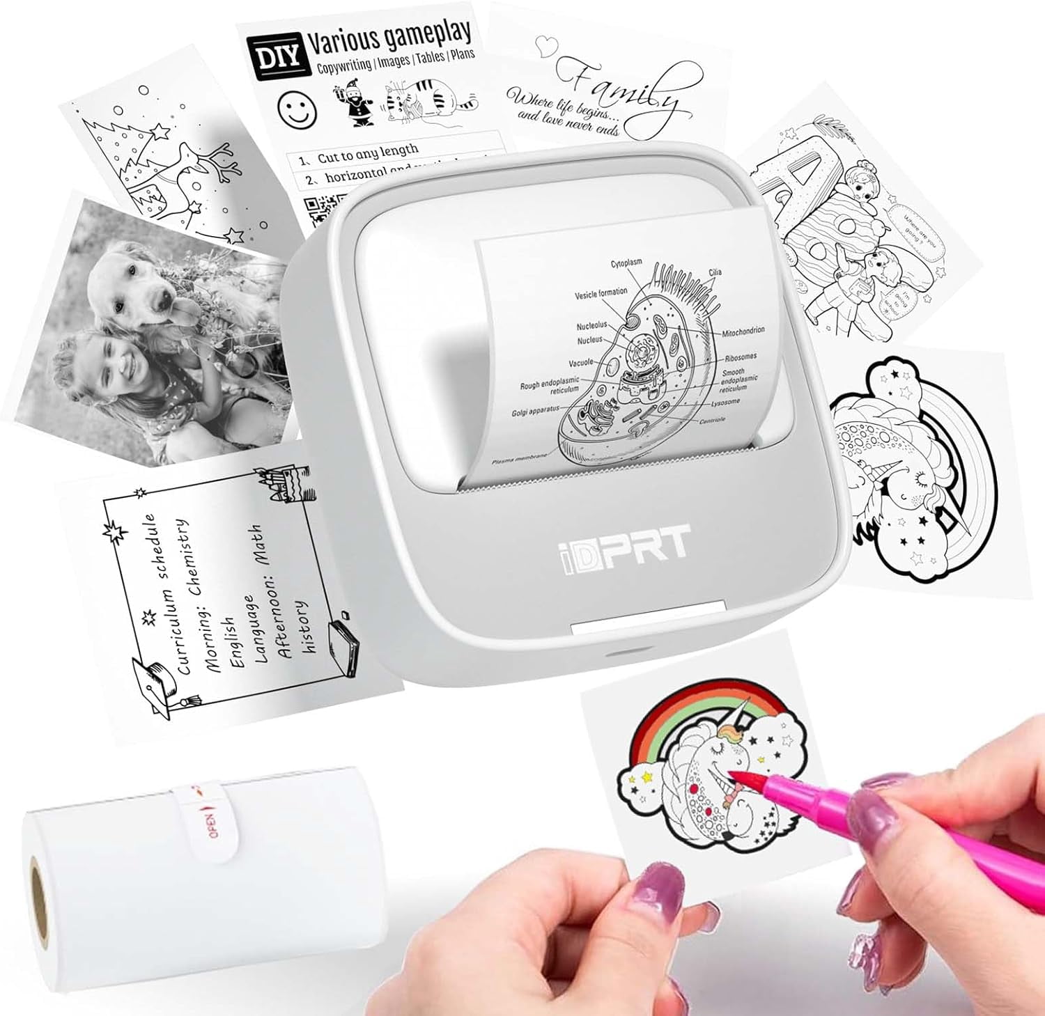 Portable Sticker Maker Machine with 1 Roll Paper, Mini Printer ...