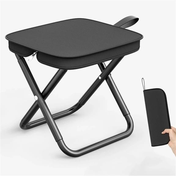 Portable Stool, Small Folding Stool for Adults with Carrying Bag,, Ultralight Camping Stools for Hiking and Fishing (black)