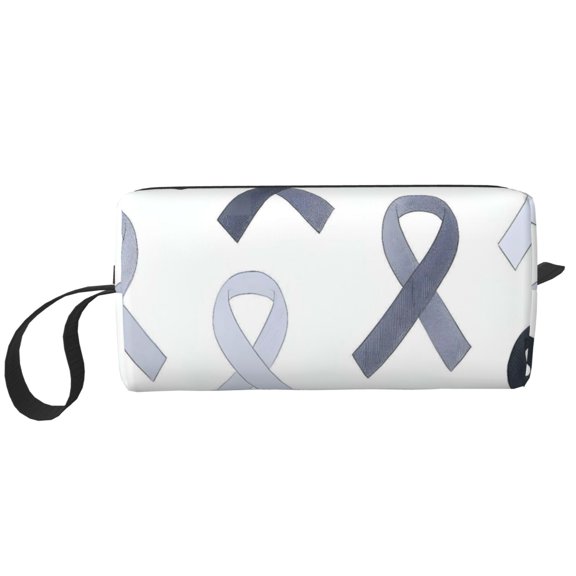 Portable Storage Bag 7.93.52.4in Simple Design Convenient Storage And Finishing Bag Light Body Can Be Used As A Cosmetic Bag Storage Bag Cancer Awareness Ribbon Pattern - Grayscale Modern