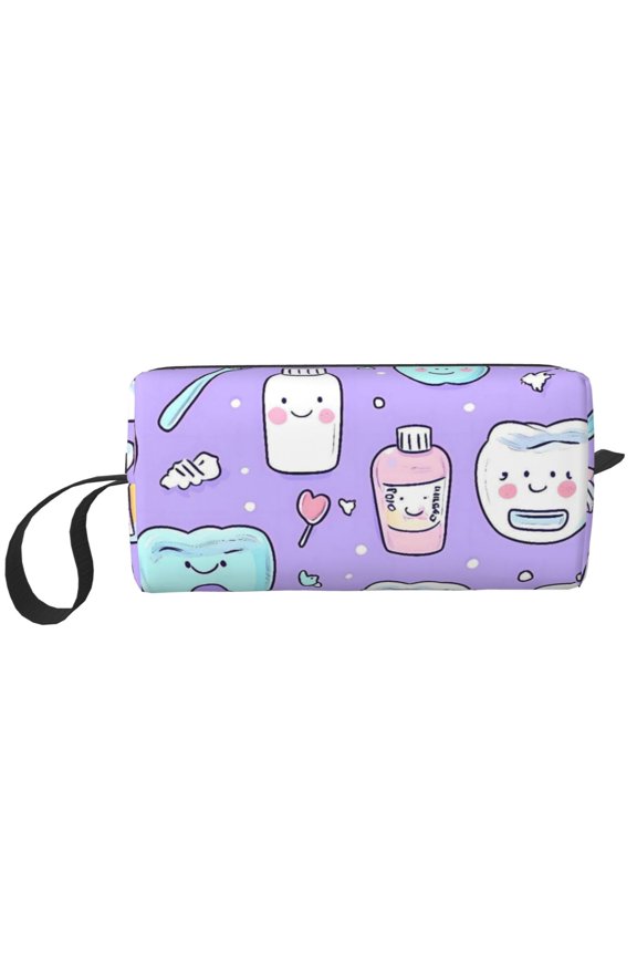 Portable Storage Bag 7.93.52.4in Simple Design Convenient Storage And Finishing Bag Light Body Can Be Used As A Cosmetic Bag Storage Bag Cartoon Toothbrush, Toothpaste And Toothpick Elements