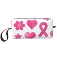thumbnail image 1 of Portable Storage Bag 7.9×3.5×2.4in Simple Design Convenient Storage And Finishing Bag Light Body Can Be Used As A Cosmetic Bag Storage Bag Modern Pink Ribbon Pattern With Geometric Elements, 1 of 8