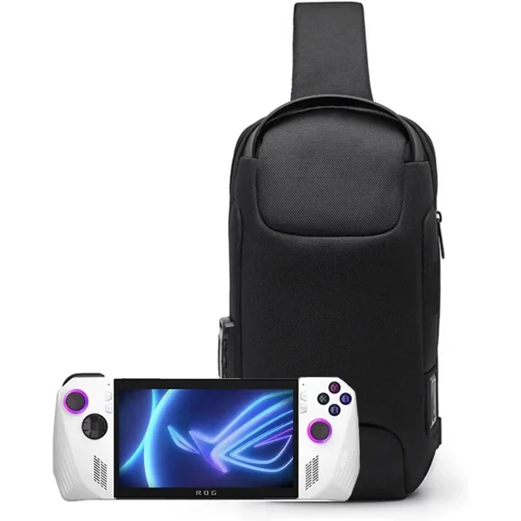 Portable Storage Bag Carry Case for ROG Ally/Steam Deck/Switch Handheld Game Console Daily Travel Crossbody/Shoulder Protective Bag with Anti-Theft Lock,USB Charging Port