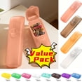 thumbnail image 1 of Portable Storage Box - Plastic Organizer with Lid for Small Items, Transparent Container for Pen Jewelry Toothpicks, 3.3 x 1 x 0.6 in, (Yellow), Ccwuwei, 1 of 7