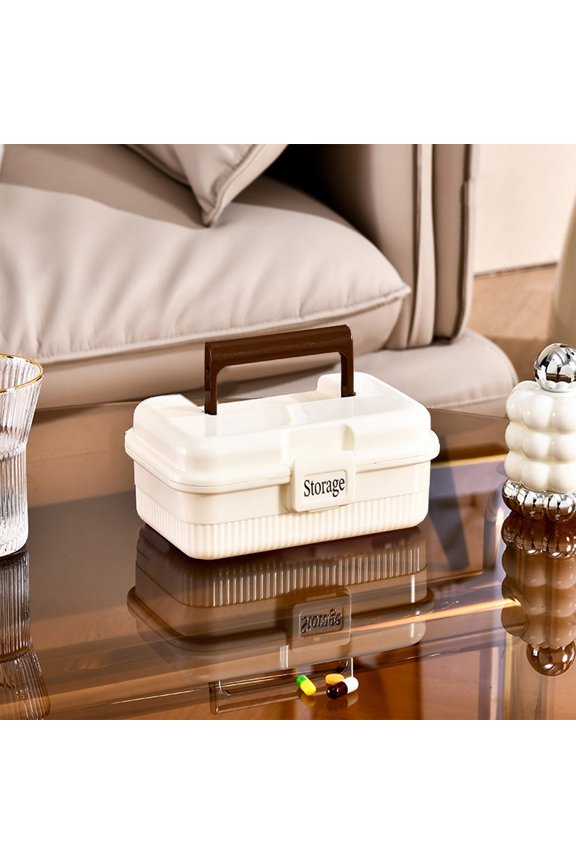 Portable Storage Box with Removable Trays | Multi-Layer Emergency Kit Organizer for Home, Car, Travel & Camping | Plastic Household Storage Container for Toiletries, Cosmetics & Essentials