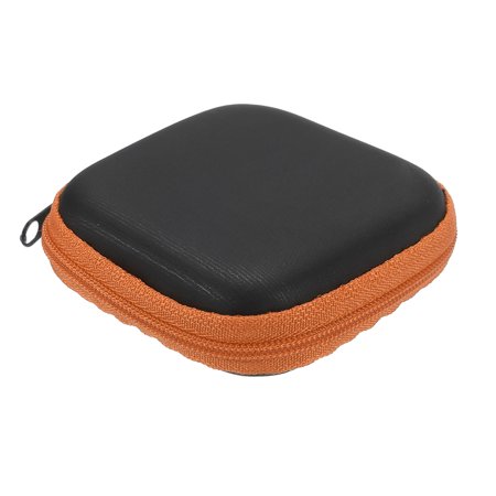 Portable Storage Carrying Bag Shockproof Orange 2.95 x 2.95 x 1.18 Inch for Earbuds
