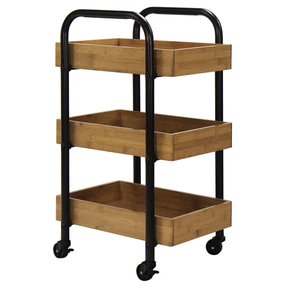 Portable Storage Cart with Bamboo Trays - 28.43 - Simplify Your Organization