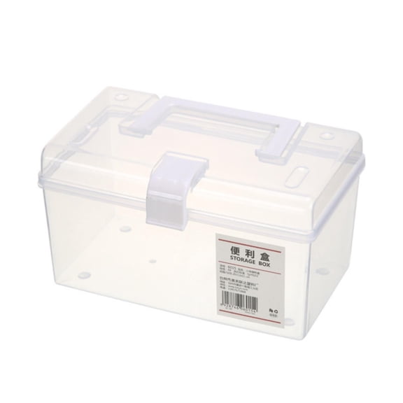 Portable Storage Container Box With Handle and Snap Lock, Clear Durable Plastic Storage Box, Reusable Small Items Organizer Container for First Aid, Crafts, Fishing Tackle, 1Pc(White,7.6x4.3x4.5")