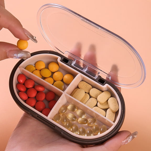 Portable Storage Organizer Box with 4 Compartments Mini Travel Sorting Case Moisture Resistant Container for Small Accessories