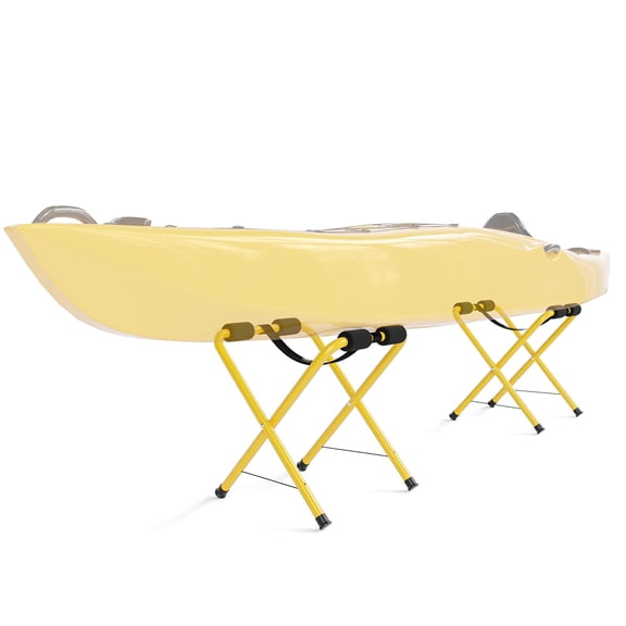 Portable Storage Rack, Foldable Aluminum Stand for Kayaks Canoes & SUP Paddle Boards, 150 lbs Capacity for Garage Camping Backyard, No Assembly, Yellow
