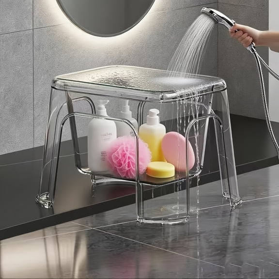 Portable Storage Stool with Lid, Multi-Tier Shelf, Space-Saving Step Stool, PET Furniture for Bathroom, Living Room & Bedroom, Use as Chair & Footrest