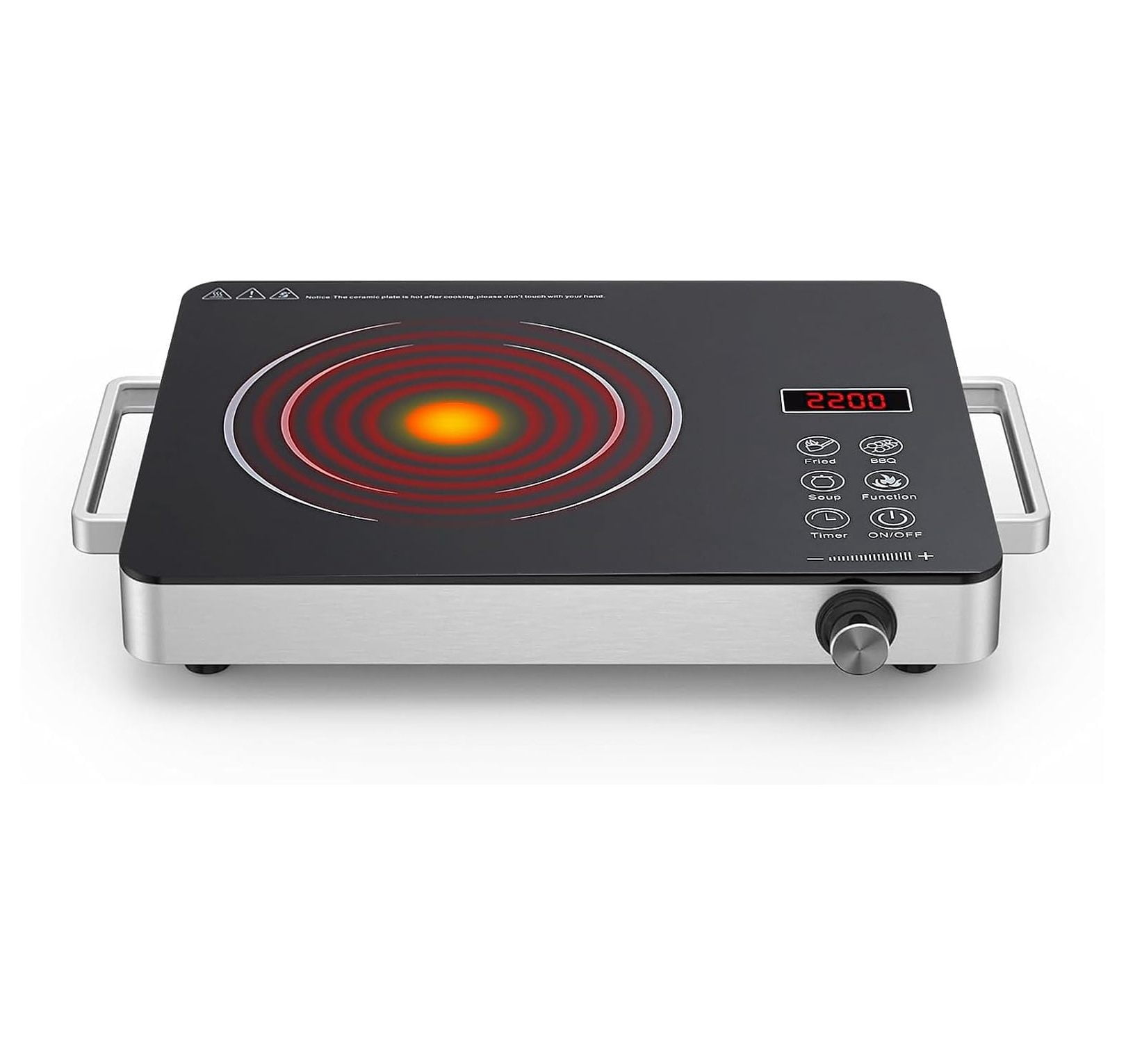 Portable Stove 1800W, 4-Hour Timer, 12-Level Power, Glass-Ceramic ...