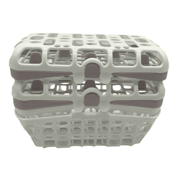 Portable Straw Basket with Drain, Gray, Dishwasher Basket for Baby Items Large Capacity Baby Bottle Basket Baby Bottle Dishwasher Basket for Toddlers & Infants Bottle Parts & Accessories