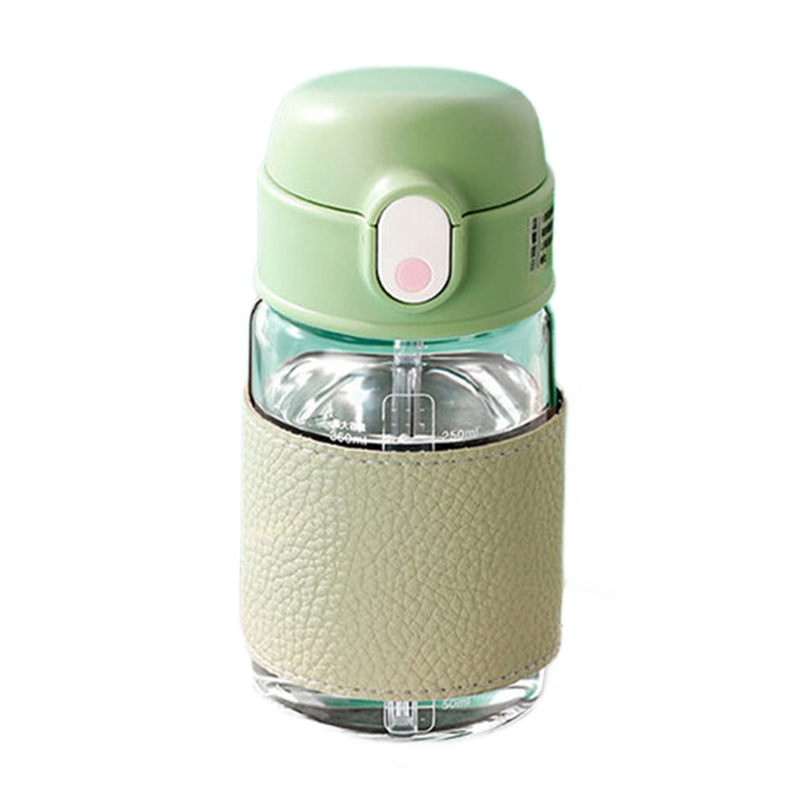 Portable Straw Glass Cup With Scale High Capacity Water Bottle For Boys Girls Leak-proof Wide Mouth For Outdoor Household