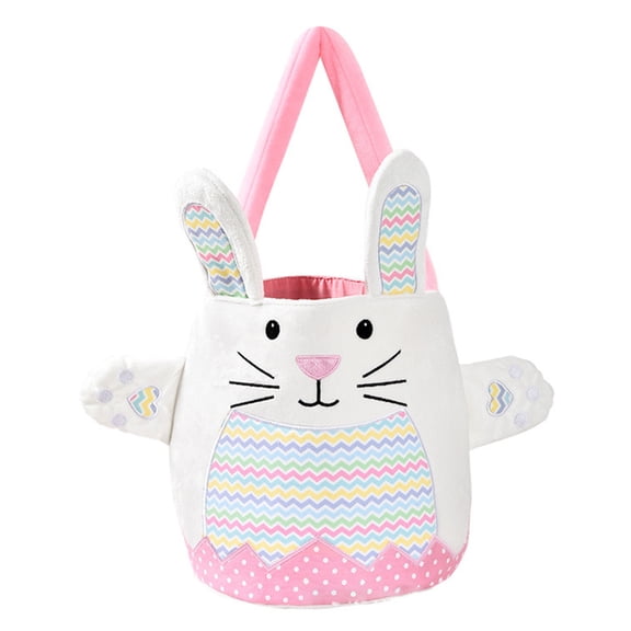 Portable Striped Rabbits Bin for Easters Celebration Rabbits Fabric Basket Featuring Safe Fabric Construction