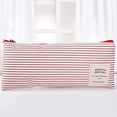 thumbnail image 1 of Portable Striping Pencil Bag Pouch Pen Box Case Zipper Make Up Bag Wine Red Stripe, 1 of 4