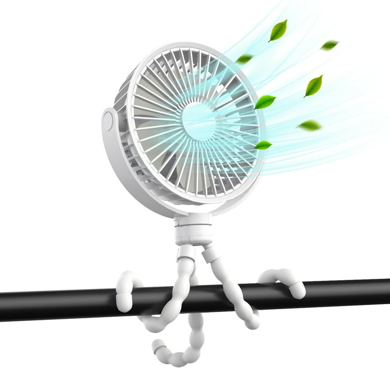 Portable Baby Stroller Fan USB Rechargeable 360 Rotate Flexible Tripod for Crib Car Seat Treadmill Travel White Walmart