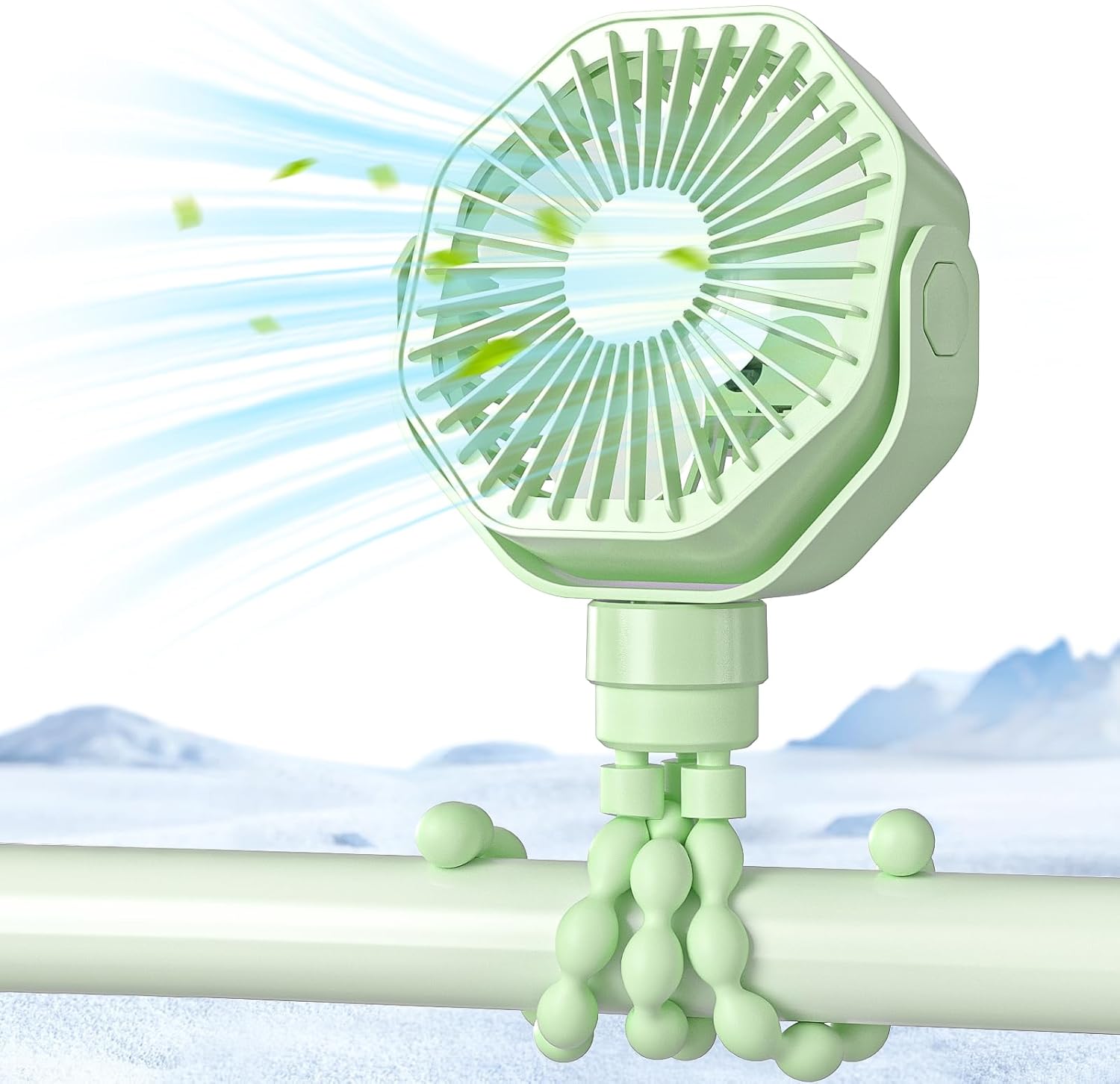 Portable Stroller Fan With Flexible Tripod, 3 Speeds Rechargeable ...